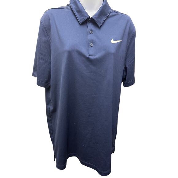 Mens Nike Polo Shirt Blade Collar Dri-Fit Performance Golf Sz L Collared Blue - Picture 1 of 4
